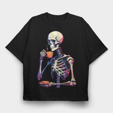 Skeleton Tea Coffee, Tricou Oversize Barbati (Unisex)