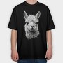 Llama Portrait, Tricou Oversize Barbati (Unisex)