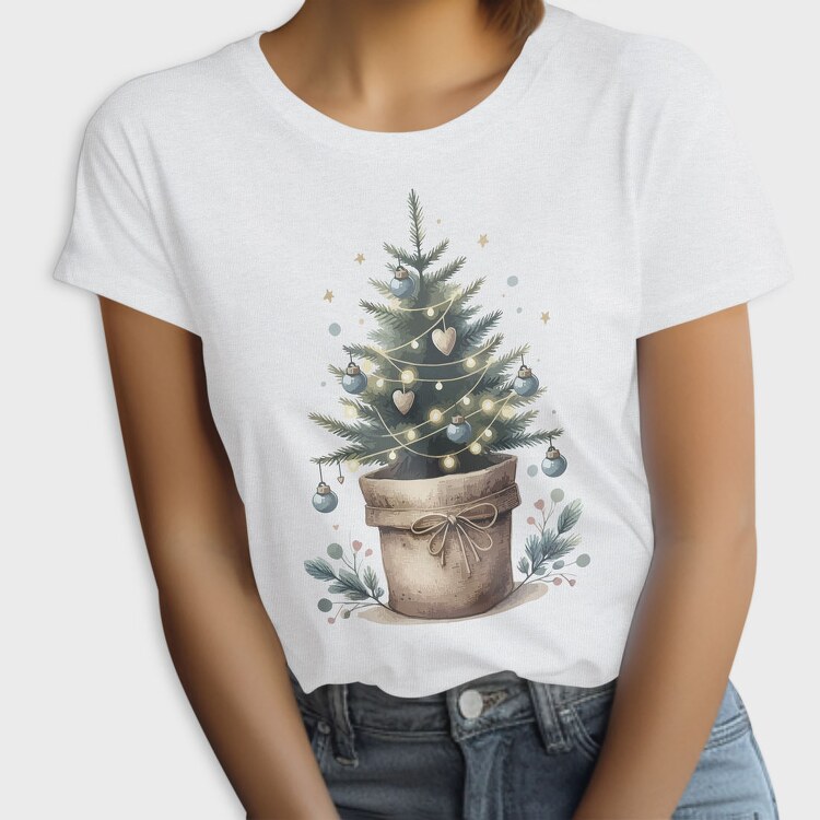 Potted Christmas Tree Tote, Tricou Femei