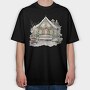 Vintage Christmas House, Tricou Oversize Barbati (Unisex)