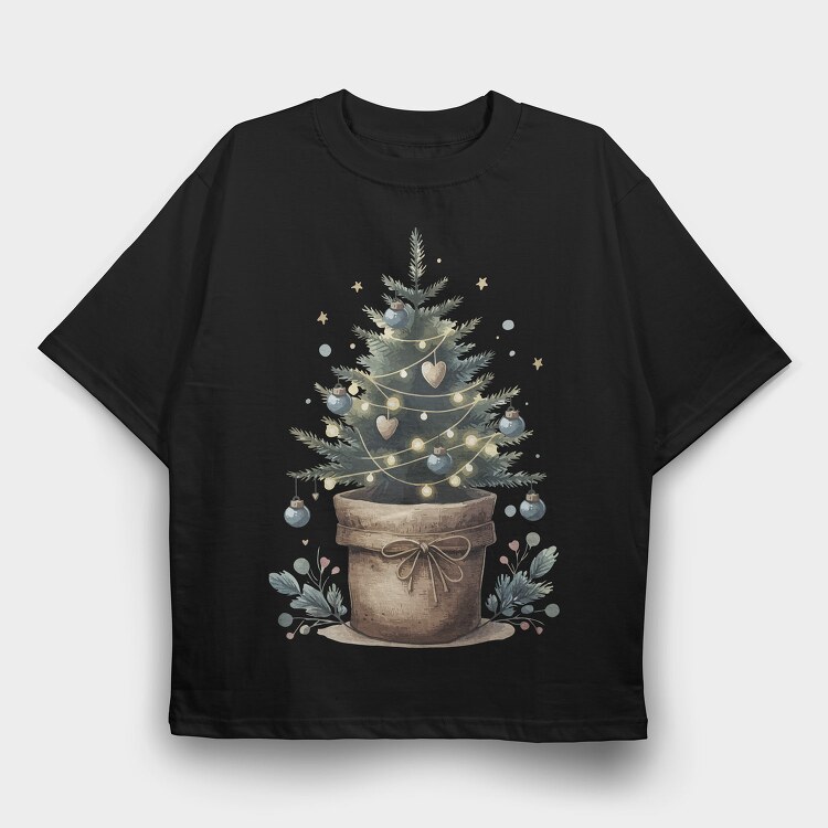 Potted Christmas Tree Tote, Tricou Oversize Barbati (Unisex)