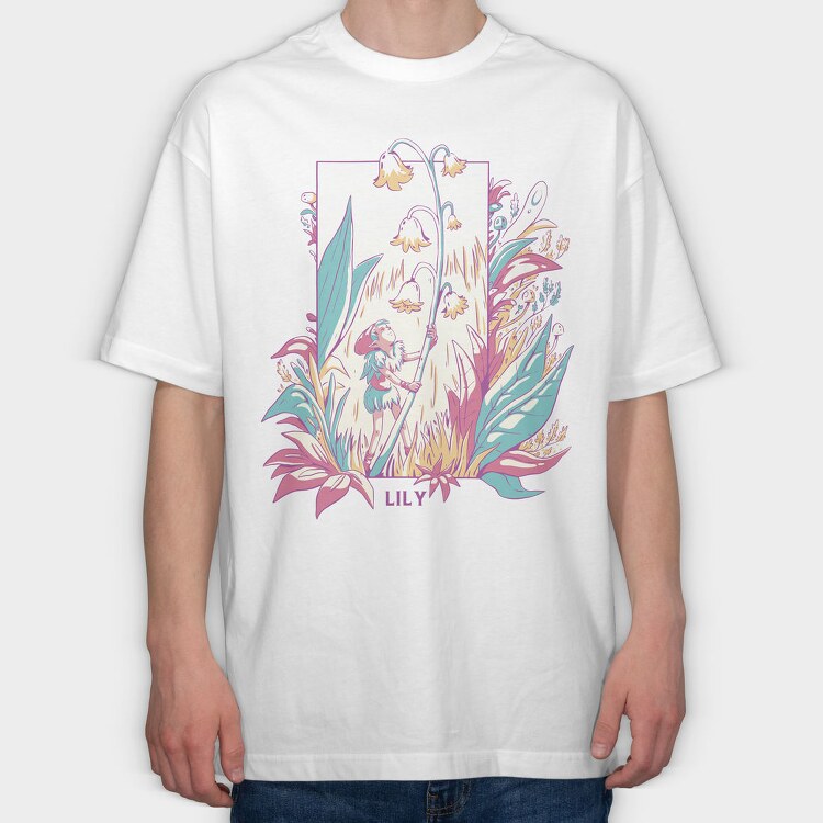 Cute Fairy With Flowers And Plants Fairycore, Tricou Oversize Barbati (Unisex)