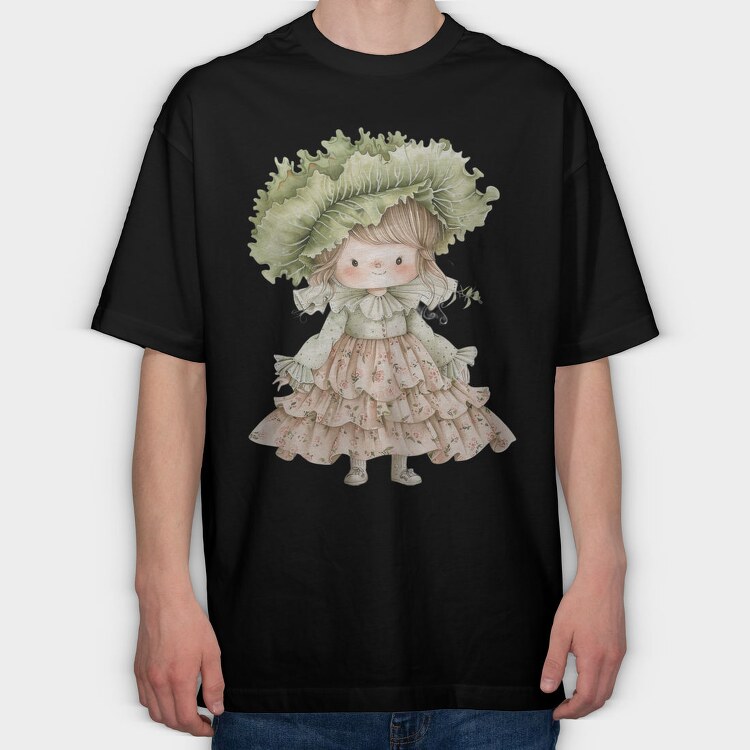Vintage Floral Girl, Tricou Oversize Barbati (Unisex)