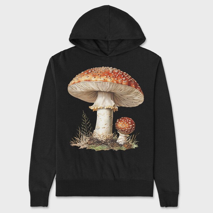Vintage Mushroom Mystic, Hanorac Oversize Barbati (Unisex)