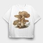 Vintage Mushroom Png, Tricou Oversize Barbati (Unisex)