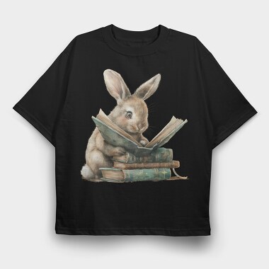 Vintage Rabbit Books, Tricou Oversize Barbati (Unisex)