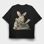 Vintage Rabbit Books, Tricou Oversize Barbati (Unisex)