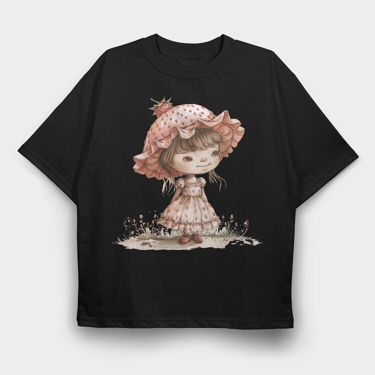 Vintage Strawberry Girl, Tricou Oversize Barbati (Unisex)