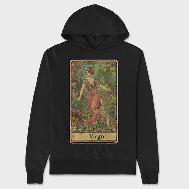 Vintage Tarot Virgo, Hanorac Oversize Barbati (Unisex)