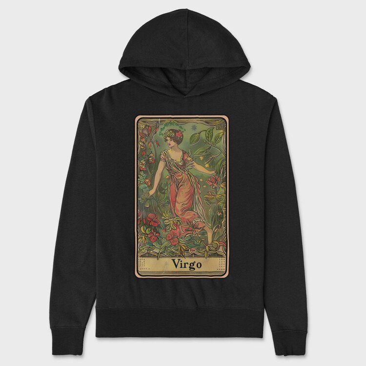 Vintage Tarot Virgo, Hanorac Oversize Barbati (Unisex)