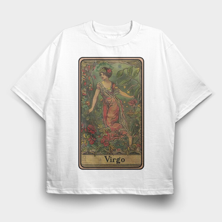Vintage Tarot Virgo, Tricou Oversize Barbati (Unisex)
