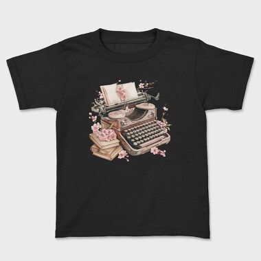 Vintage Typewriter Flowers, Tricou Copii