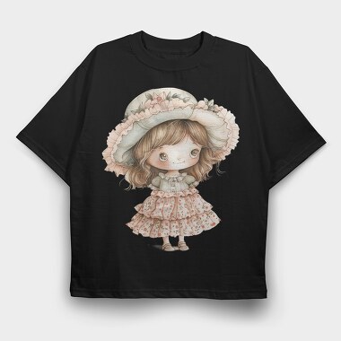 Vintage Village Girl, Tricou Oversize Barbati (Unisex)