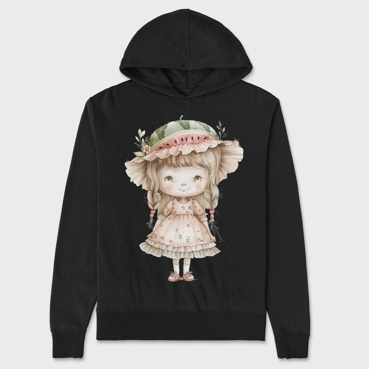 Vintage Watermelon Girl, Hanorac Oversize Barbati (Unisex)
