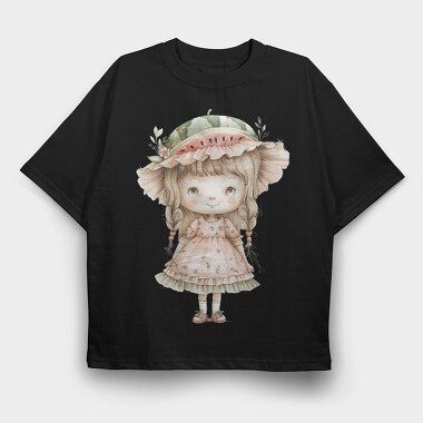 Vintage Watermelon Girl, Tricou Oversize Barbati (Unisex)