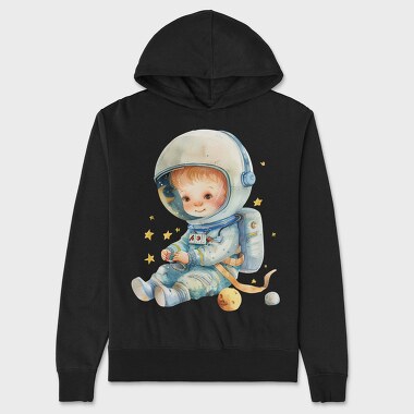 Watercolor Astronaut Kid, Hanorac Oversize Barbati (Unisex)