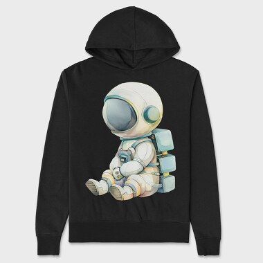 Watercolor Astronaut Sitting, Hanorac Oversize Barbati (Unisex)