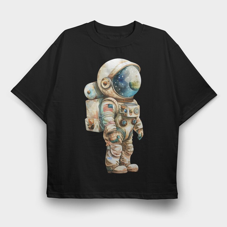 Watercolor Astronaut, Tricou Oversize Barbati (Unisex)