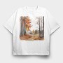 Watercolor Autumn Forest, Tricou Oversize Barbati (Unisex)