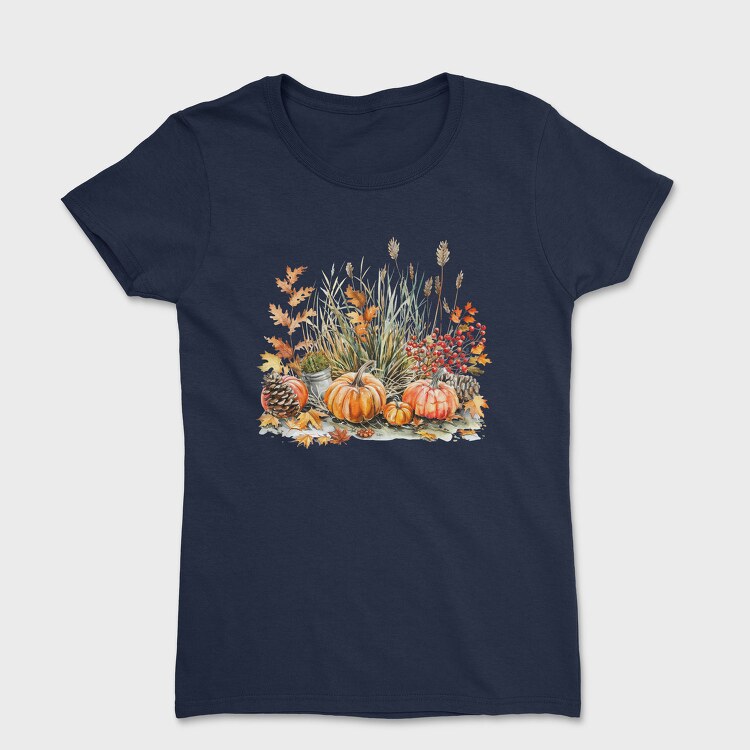 Watercolor Autumn Pumpkins, Tricou Femei