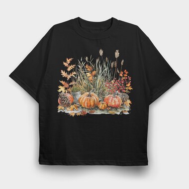 Watercolor Autumn Pumpkins, Tricou Oversize Barbati (Unisex)