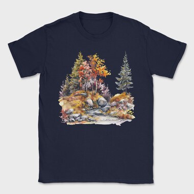 Watercolor Autumn Rock Garden, Tricou Barbati (Unisex)