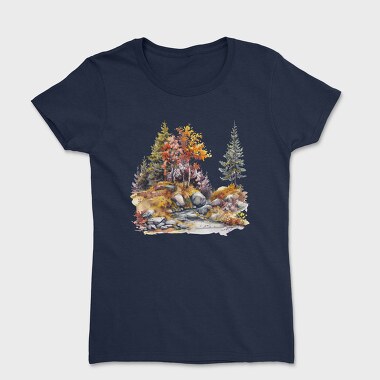 Watercolor Autumn Rock Garden, Tricou Femei