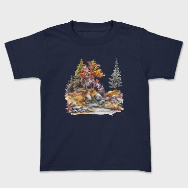 Watercolor Autumn Rock Garden, Tricou Copii