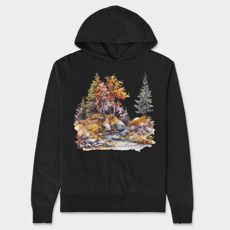Watercolor Autumn Rock Garden, Hanorac Oversize Barbati (Unisex)
