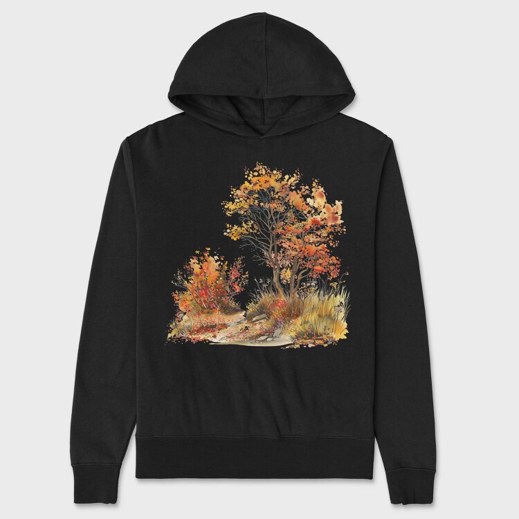 Watercolor Autumn Tree, Hanorac Oversize Barbati (Unisex)