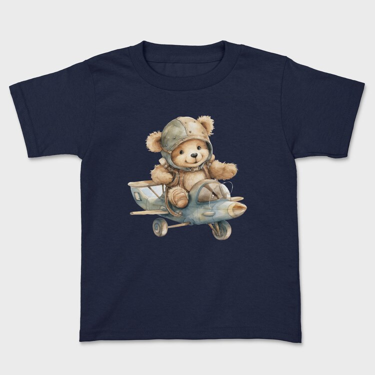 Watercolor Bear Airplane, Tricou Copii