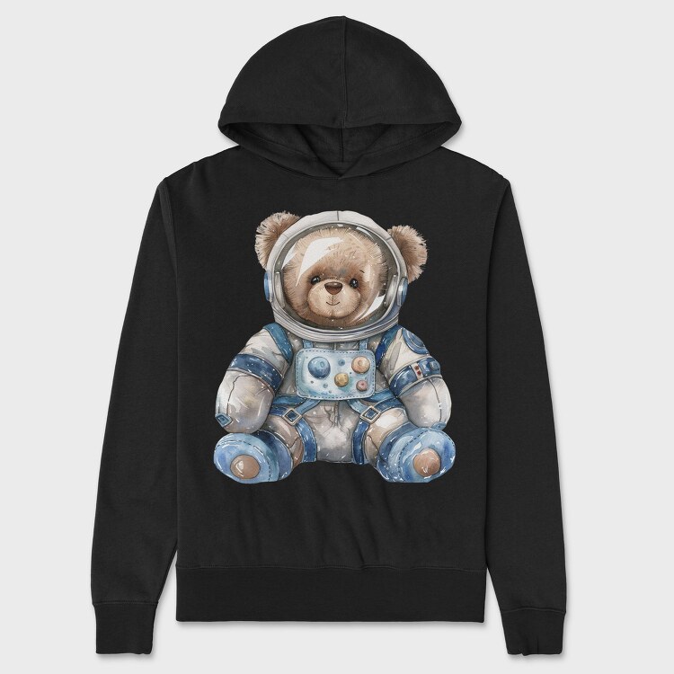 Watercolor Bear Astronaut, Hanorac Oversize Barbati (Unisex)