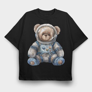 Watercolor Bear Astronaut, Tricou Oversize Barbati (Unisex)