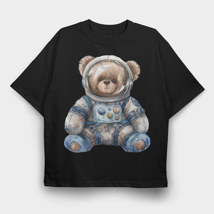 Watercolor Bear Astronaut, Tricou Oversize Barbati (Unisex)