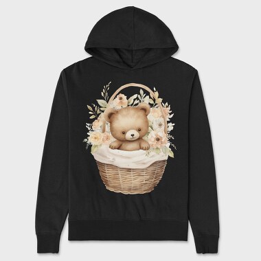 Watercolor Bear Basket, Hanorac Oversize Barbati (Unisex)