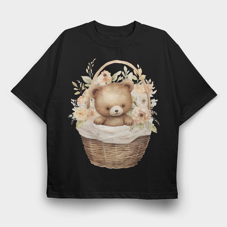 Watercolor Bear Basket, Tricou Oversize Barbati (Unisex)