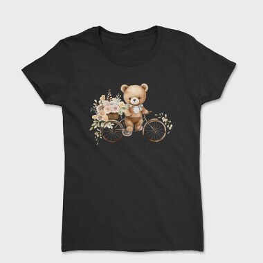 Watercolor Bear Bicycle, Tricou Femei