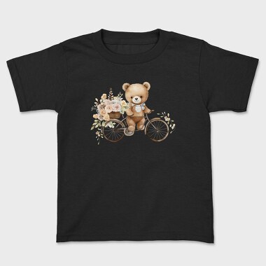 Watercolor Bear Bicycle, Tricou Copii