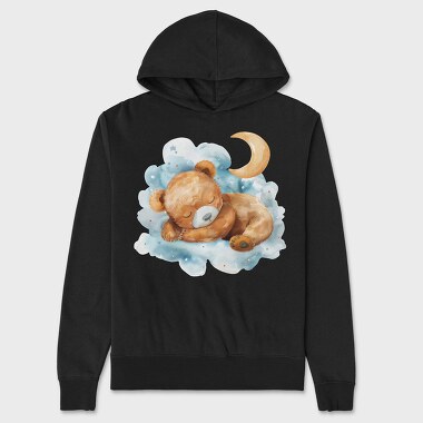 Watercolor Bear Moon, Hanorac Oversize Barbati (Unisex)