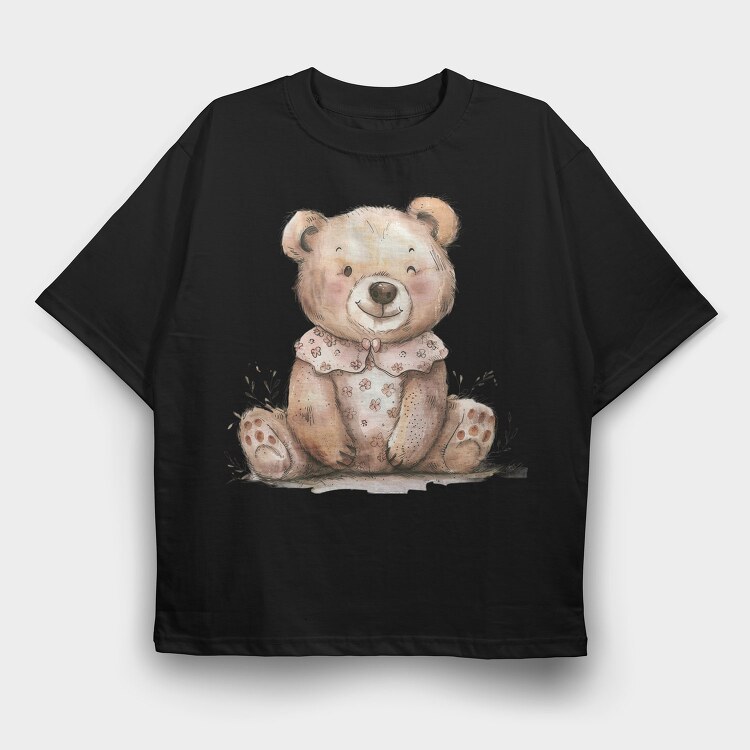 Watercolor Bear Pink, Tricou Oversize Barbati (Unisex)