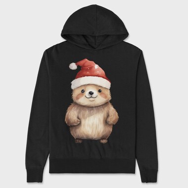 Watercolor Bear Santa, Hanorac Oversize Barbati (Unisex)