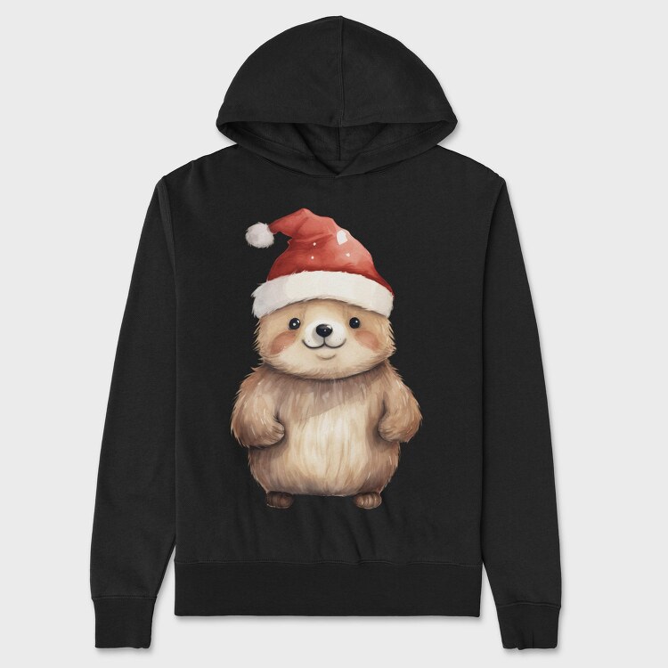 Watercolor Bear Santa, Hanorac Oversize Barbati (Unisex)