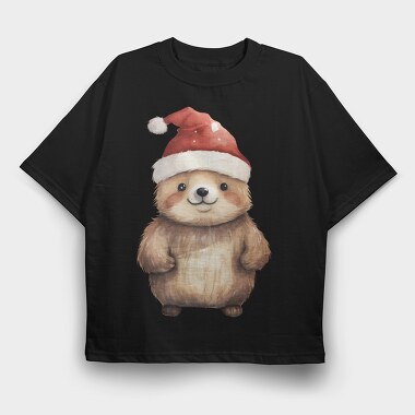 Watercolor Bear Santa, Tricou Oversize Barbati (Unisex)