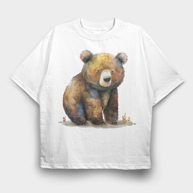 Watercolor Bear Sit, Tricou Oversize Barbati (Unisex)