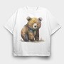 Watercolor Bear Sit, Tricou Oversize Barbati (Unisex)