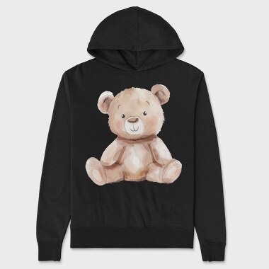 Watercolor Bear Sitting, Hanorac Oversize Barbati (Unisex)
