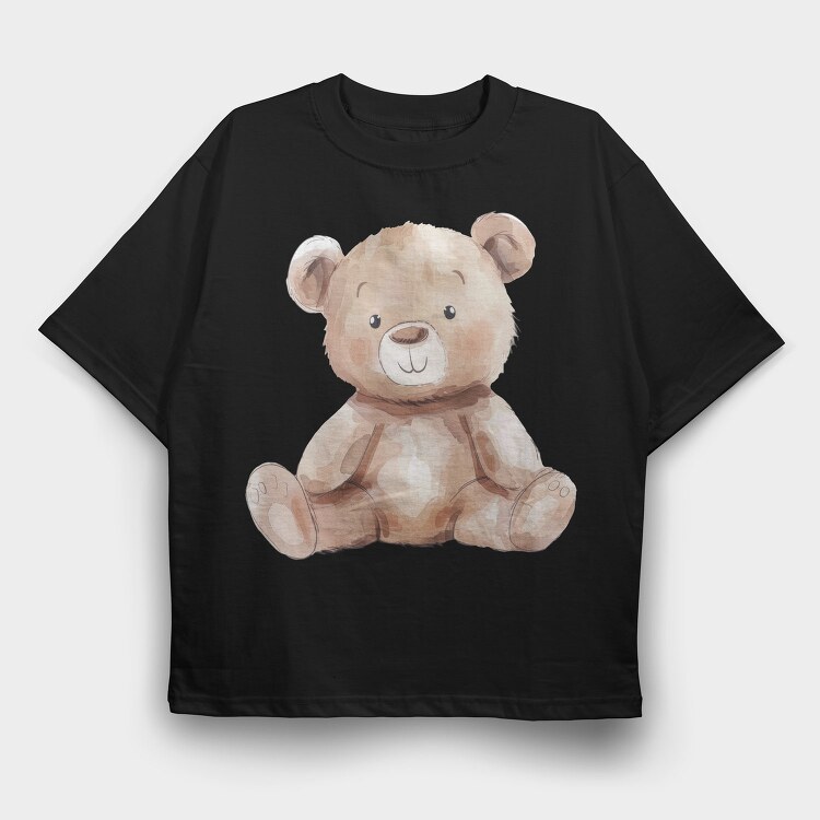 Watercolor Bear Sitting, Tricou Oversize Barbati (Unisex)