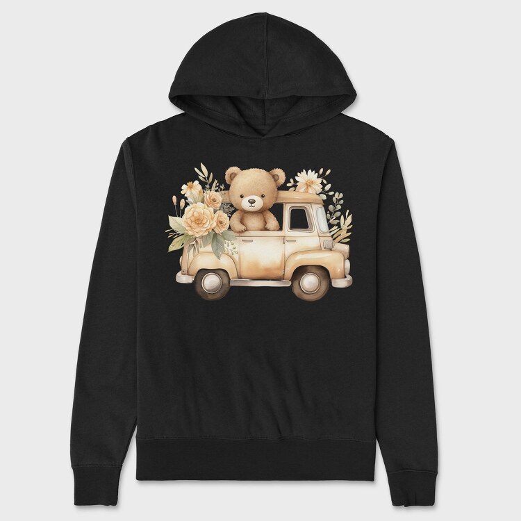 Watercolor Bear Truck, Hanorac Oversize Barbati (Unisex)