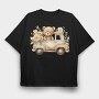 Watercolor Bear Truck, Tricou Oversize Barbati (Unisex)