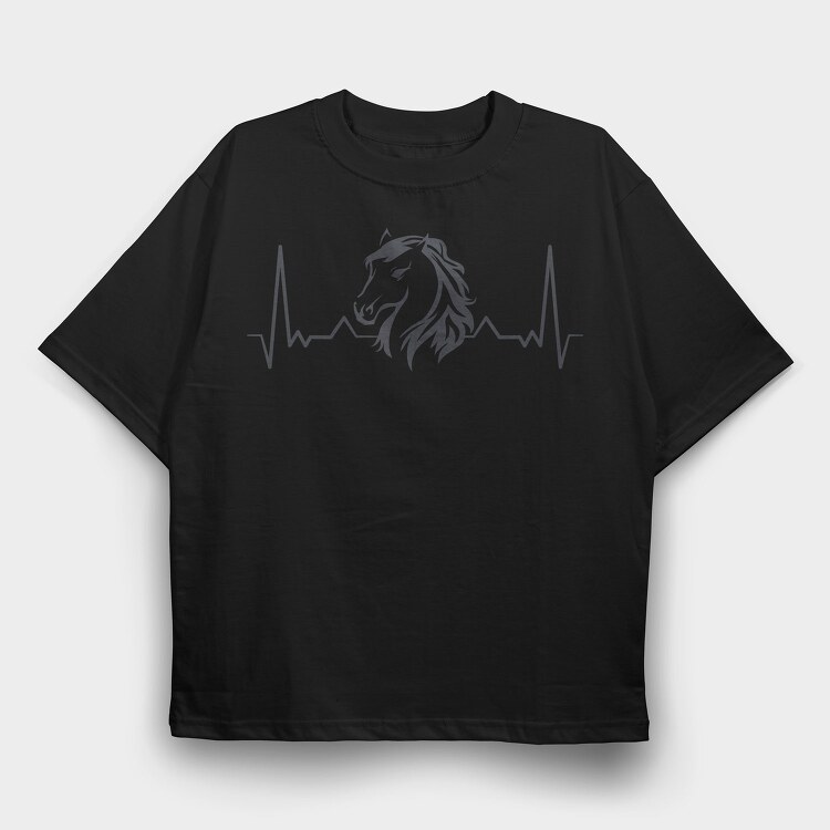 Heartbeat Horse, Tricou Oversize Barbati (Unisex)